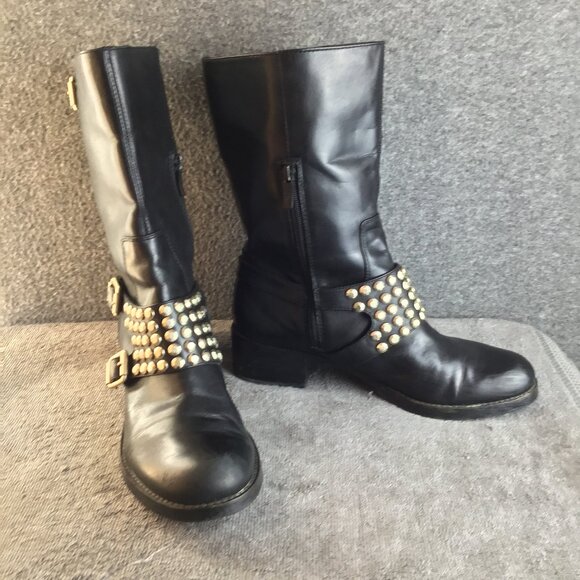 BCBGeneration BC-Halen Black Leather Studded Buckle Boots 9B - Picture 1 of 12